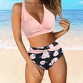 thumbnail image 2 of 2025 Women High Waisted Bikini Sporty Swimsuits for Women with Shorts Push Up Two Piece Women Swimsuit Size 16 Swimsuits Vintage Swimsuit Two Piece Retro Ruched High Waist Print Bikini, 2 of 6