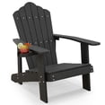 thumbnail image 1 of Gymax Chaise Adirondack d'Extérieur Résistante aux Intempéries à Lattes pour Patio avec Porte-Gobelet, Noire, 1 of 8