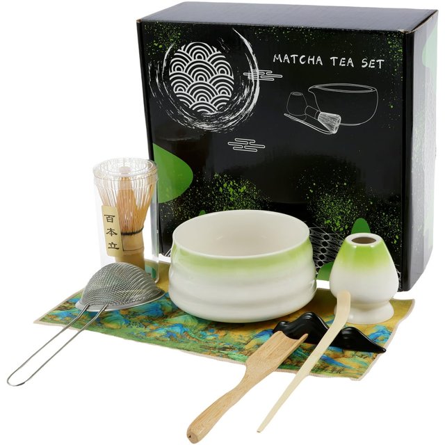 MesaSe 8 Pcs Matcha Whisk Set Complete Matcha Kit with Bamboo Matcha Whisk Ceramic Whisk Holder Elegant Matcha Set Practical Matcha Making Kit for Matcha Lovers and Tea Lovers