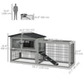 thumbnail image 3 of PawHut Wooden Rabbit Hutch w/ Ramp Openable Roof Pull-out Tray, Light Grey, 3 of 10