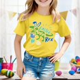 thumbnail image 2 of PMVFHDE Tenue de Pâques Fille T-Shirt Graphique de Pâques / Imprimé Lapin et Oeuf Manches Courtes Col Rond / T-Shirt de Fête en Coton Doux pour Tout-Petit / Tenue Décontractée Printemps Été Jaune,10-11 Ans, 2 of 4