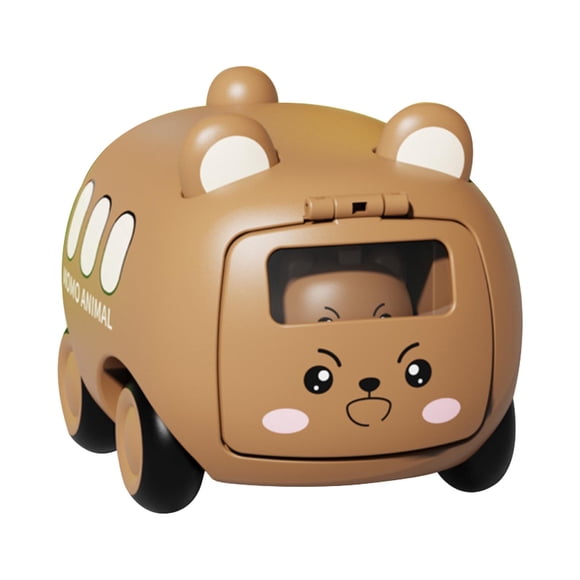 Convient aux Enfants de 1 à 3 Ans Voiture à Pousser et à Tirer 4 Pcs Jouet de Voiture d'Animaux de Zoo Convient aux Garçons et aux Filles 1 2 3 et 4 Ensemble de Véhicules à Conduire pour Nourrisson Convient