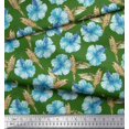 thumbnail image 2 of Soimoi Moss Georgette Fabric Hummingbird & Floral Printed Fabric 1 Yard 42 Inch Wide, 2 of 3