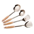 thumbnail image 1 of Kitchen Utensils Set,4 Piece Stainless Steel Kitchen Utensil Set Heavy Duty, Heat Resistant Cooking Tools Spatula Turner Spoon Strainer, 1 of 9