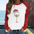 thumbnail image 2 of HKEJIAOI Haut à Manches Longues pour Femmes à Col Rond de Noël avec Imprimé de Verre de Vin Mode Femmes Mode, 2 of 6