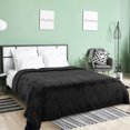 thumbnail image 1 of PiccoCasa Couverture de Lit en Molleton de Luxe, Maille Tissée, Double, Noire, 1 of 8
