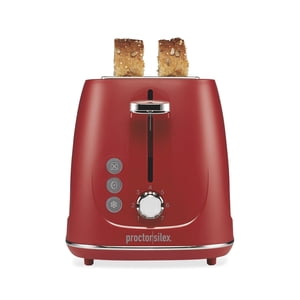 Proctor Silex Plastic 2 Slice Toaster, Bagel, Defrost & Cancel Buttons, Browning Control With 7 Shades, Auto Shutoff, Slide-Out Crumb Tray, Red (22661)