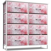 Dresser with 8 Drawers - Furniture Storage Chest Tower Unit for Bedroom, Hallway, Closet, Office Organization - Steel Frame, Wood Top, Easy Pull Fabric Bins (8-Drawer, Pink)