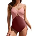 thumbnail image 1 of Charmo Womens Color Block One Piece Swimsuits V Neck Monokini Bathing Suits, 1 of 6