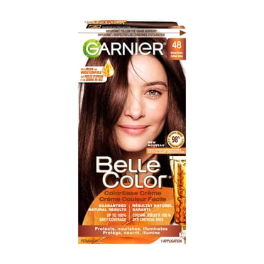 Garnier Belle Color Coloration Permanente, 48 Châtain Moka, Couverture du Gris à 100%, Enrichi aux Huiles d'Argan et de Germe de Blé - 1 Application
