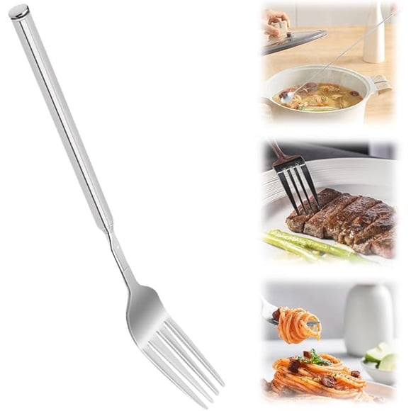 Extra Long Fork Prank Extendable Fork For Grilling BBQ Baking 2025 Expandable Forks For Fruit Desser Stainless Steel Dinner Forks Kitchen Gadget Home Outdoor Us
