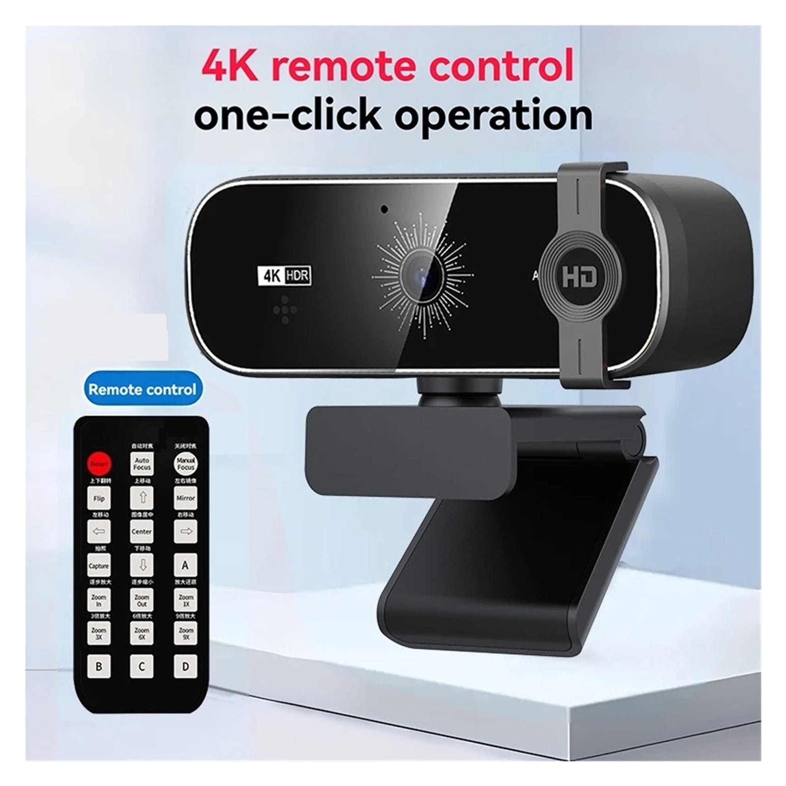 4K Webcam For PC Auto-Zoom,with Remote Control,Privacy Cover Webcam With Microphone Plug & Play For Laptop/Desktop,Video Calling ,Easy to Operate