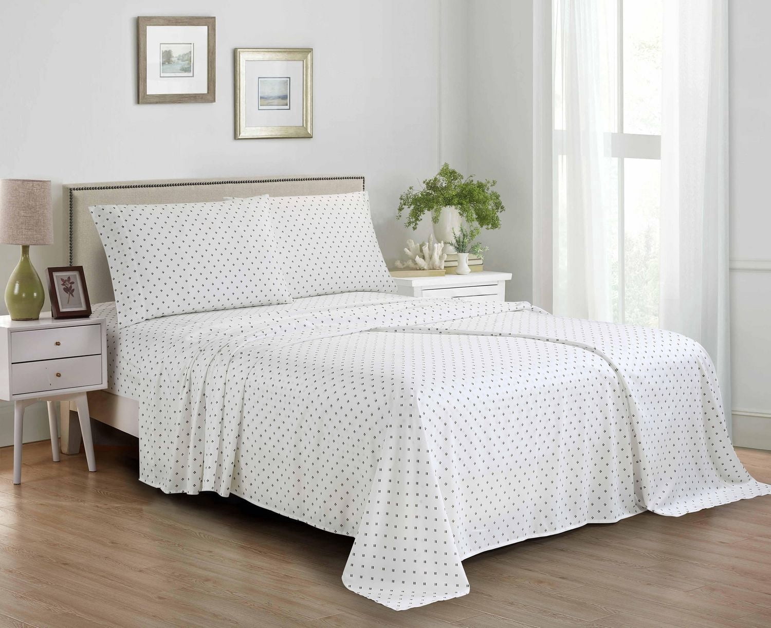 4 Piece Printed Microfibre Sheet Set