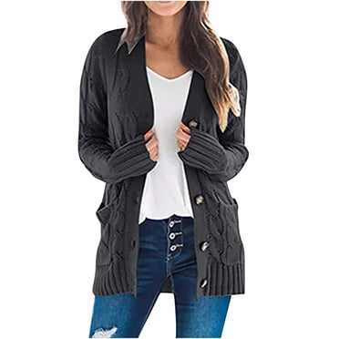 Pisexur Long Sleeve Cardigan for Women Knit Cardigan Loose Slouchy Oversized Wrap Chunky Pocket Sweater Coat Casual Long Open Front Cardigan Sweaters