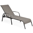 thumbnail image 2 of Costway Outdoor Patio Lounge Chair Chaise Fabric Adjustable Reclining Armrest Pool Brown, 2 of 10