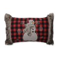thumbnail image 1 of Pillow Perfect 612386 Fur Snowman Oblong Rectangular Throw Pillow, Red & Black, 1 of 1