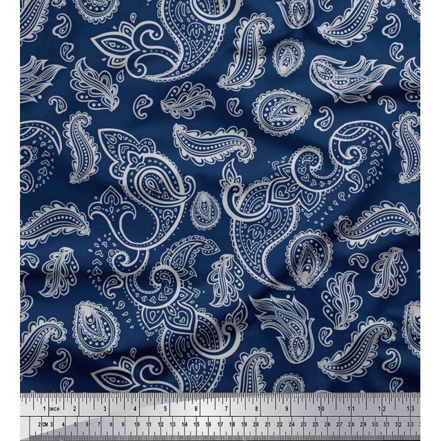 Soimoi Poly Georgette Fabric Paisley Block Decor Fabric Printed Yard 42 Inch Wide