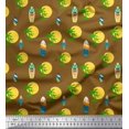 thumbnail image 1 of Soimoi Poly Crepe Fabric Skull,Sun & Palm Tree Nature Print Fabric by The Yard 42 Inch Wide, 1 of 3
