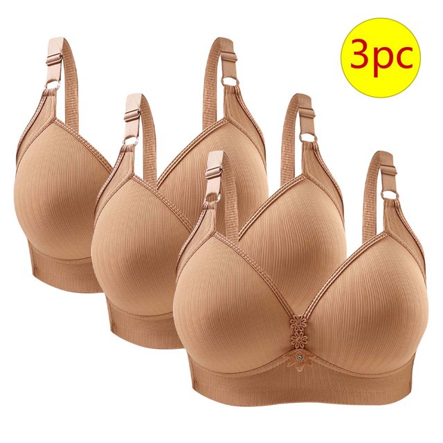 Bras for Women, 3PC Womans Solid Color Daily Bra Without Steel Ring Gathering Bras