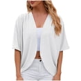 thumbnail image 1 of Cardigan for Women Womens Solid Color Cardigan Jacket With 5/4 Sleeves And Ruffled Top Cardigan, 1 of 1