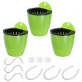 thumbnail image 1 of Unique Bargains Pot de Plante Auto-Arrosant de 4 Pouces avec Crochets en S, Vert 3 Pack, 1 of 7
