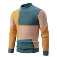 thumbnail image 2 of Xcmzpl Mens Mock Turtleneck Sweater Long Sleeve Casual Pullover Sweater Slim Fit Basic Knit Tee Color Block Fall Sweaters, 2 of 4