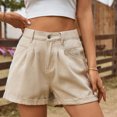 thumbnail image 3 of Jovati Casual Short Jeans for Women, Mid-Rise Button-Front Zipper Denim Shorts with Functional Pockets, Solid Color, Lightweight 100% Denim Fabric, 3 of 8