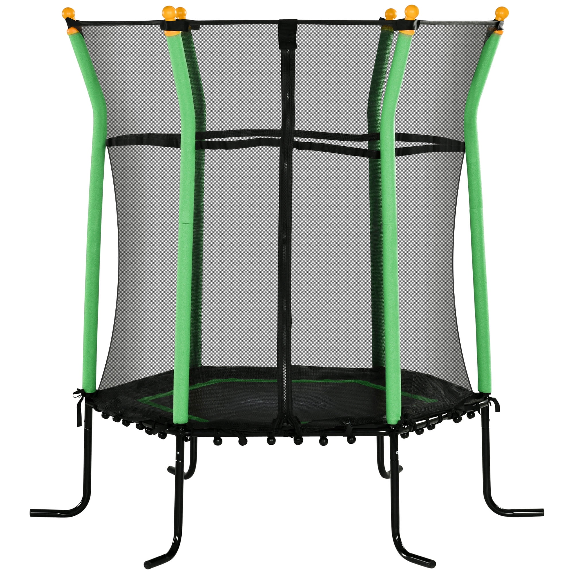 Soozier 63" Kids Trampoline with Enclosure Net for Indoor, Green