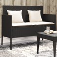 thumbnail image 1 of vidaXL Garden Bench with Cushions Black Poly Rattan, 1 of 5