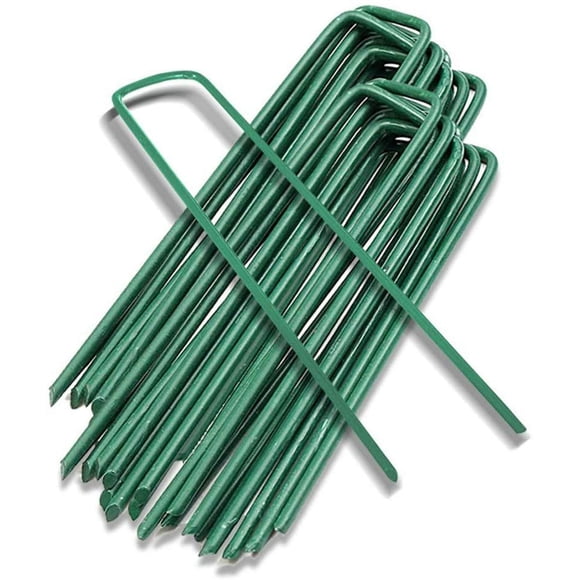hotelus Garden Staples U Shaped Steel Pins Ground Stakes Pegs for Lawn Sod Weed Landscape Grass Fabric Netting with 30PCS Pack