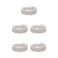 thumbnail image 1 of Thinsony Femmes Chic Perle Strass Stretch Bracelet Mariage Bal pour Mariée Blanc 3 Rangée 5Set, 1 of 6