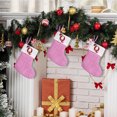 thumbnail image 1 of Fridja 7.1 Inches Mini Initial Monogram Embroidered Christmas Stocking Knitted Christmas Decorations Stocking Red, Pink, Blue Knit Cute Christmas Stocking-Pink-Q, 1 of 1