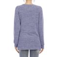 thumbnail image 4 of Women Side Split Hem Crew Neck Long Sleeve Plain Shirt, 4 of 4