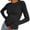 Black, variant on XDZJLR Long Sleeve Shirts Women Casual Crewneck Solid Color Top T Shirt Gloves Finger Base Shirt White M