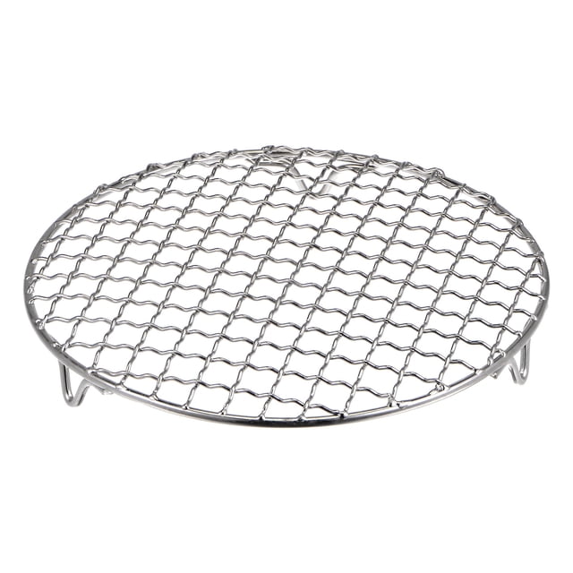 Unique Bargains Grille de Cuisson Ronde, Grille de Barbecue en Acier Inoxydable de 7 Pouces avec Pieds