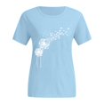 thumbnail image 4 of Short Sleeve T Shirt Womens Solid Color Women Print Solid Color  Neck Top Short Sleeve T-Shirt, 4 of 6