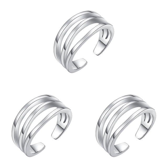 Silver Adjustable Toe Band Ring with Open Joint Design for Comfortable Foot Wear, Clear 3Packs