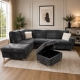 thumbnail image 2 of Cosmic Homes Scott Reversible Sectional Sofa Set with Storage Chaise, Drop-Down Tray & Ottoman Grey, 2 of 6