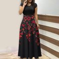 thumbnail image 1 of SMihono Robe Maxi Bohème d'Été pour Femmes Grande Taille Robe d'Été Colorée à Imprimé Floral pour Femmes Robes à Manches Courtes Robe Maxi Décontractée de Plage Robe Évasée de Plage, 1 of 6