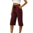 thumbnail image 1 of Plus Size Capris for Women High Waisted Drawstring Relaxed Fit Lounge Capri Pants Cropped Trackpants, 1 of 6