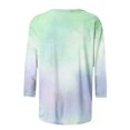 thumbnail image 5 of Besolor T-Shirts à Manches 3/4 pour Femmes Hauts Tendance à Col Rond Teinture sur Nœuds Blouse Décontractée Ample pour Sorties, 5 of 5