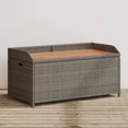thumbnail image 1 of vidaXL Banc de Rangement Gris 100x50x52 cm en Rotin Poly et Bois d'Acacia, 1 of 5