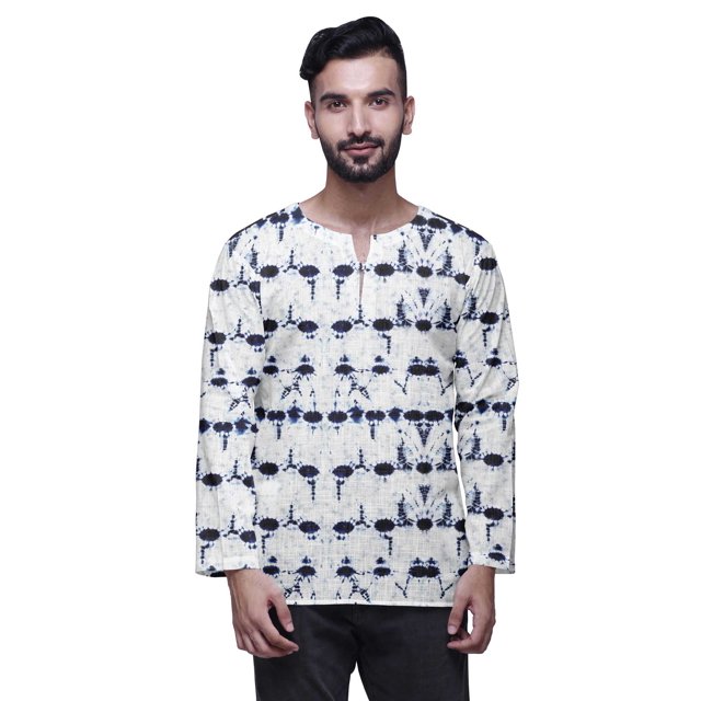 Atasi Printed Keyhole Nack Short Kurta Men ShirtWith Long Sleeves For Men