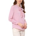 thumbnail image 4 of INSPIRE CHIC Blouse Chemise à Manches Longues de Travail pour Femme à Col Noué Boutonnée L Rose, 4 of 6