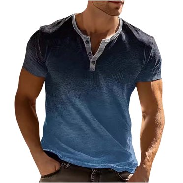Plebaso Chemises d'Été pour Hommes Imprimées à Boutons Col Rond T-Shirts Chandail Décontracté Manches Courtes Hauts pour Hommes