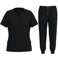 thumbnail image 2 of Sentmoon Plus Size Two Piece Sets for Women Short Sleeve Crew Neck Tops Women's Solid Color Pocket With Elastic Drawstring Waist Long Pants Dry Cleaning Hand Clothes Nurse Clothes Set Suit, 2 of 8