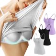 thumbnail image 2 of Timegard Camisoles pour Femmes 3 Pcs avec Soutien-Gorge Intégré Col Rond Bretelles Spaghetti Ajustées Douces Maillots de Corps Décontractés Hauts de Pyjama, 2 of 6
