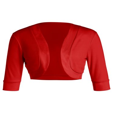 PENGXIANG Cardigan Ouvert pour Femmes à Manches Courtes Boléro en Coton Chandails Courts