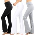 thumbnail image 1 of CHUANK Womens & Plus Stretch Cotton Fold-Over High Waist Bootcut Workout Flared Yoga Pants, 1 of 4
