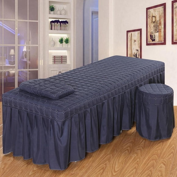 Ruiboury Massage Cosmetic Table Valance Sheet Cover - with Hole Dark Blue 190x80cm